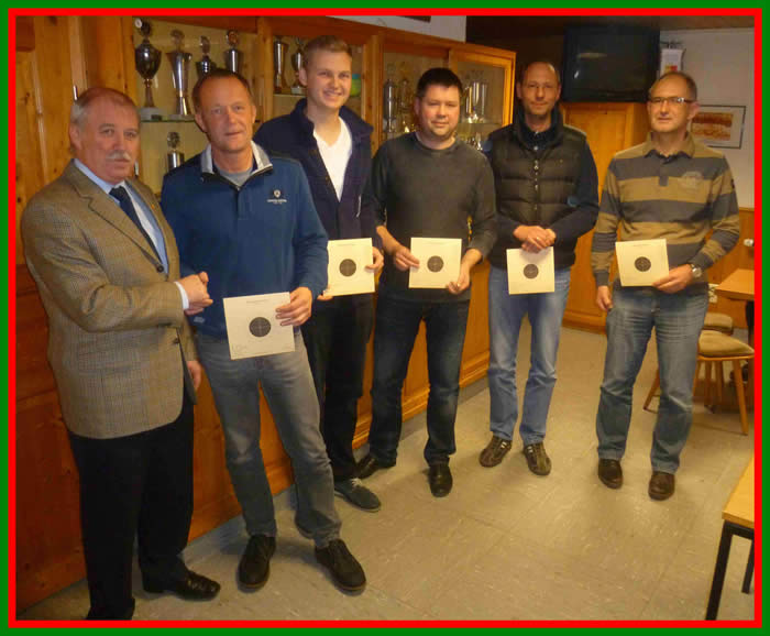 v.l. Hauptmann Hartmut Gaus, Thomas Pörschke, Tizian Hoffmann, Christian Suchan, Michael Schmitt und Ralf Rössel