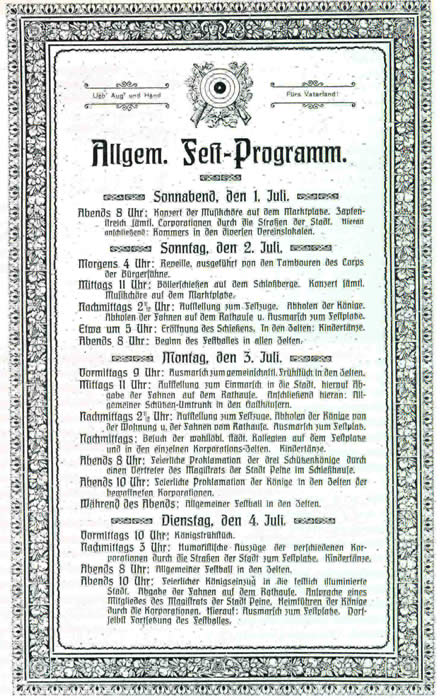 Festprogramm für das Freischießen 1905